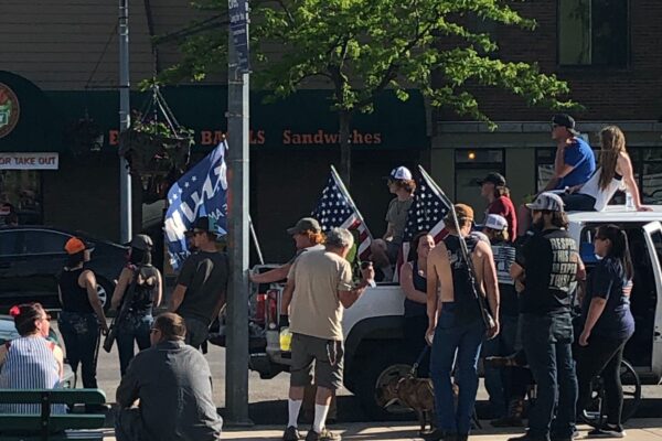 Photo of armed individuals during Black Lives Matter Protest in Missoula 2020