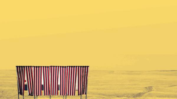 Graphic of ballot booth on rural reservation road