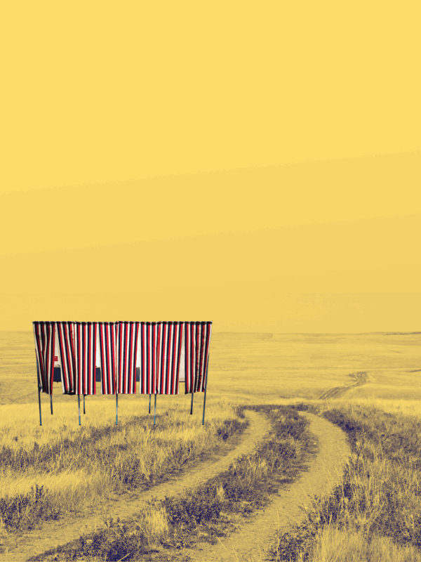 Graphic of ballot booth on rural reservation road