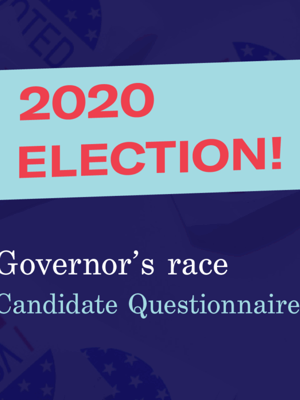 Square graphic of 2020 Election Governor's race candidate questionnaire