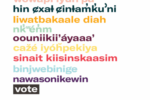 graphic of indigenous languages words or phrases for vote