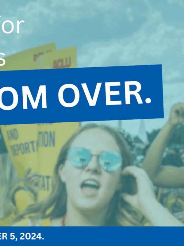 A graphic reading "The Fight for Freedom is Far from Over. Election Day is November 5, 2024."