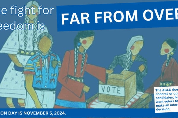 A graphic reading "The Fight for Freedom is Far from Over. Election Day is November 5, 2024."