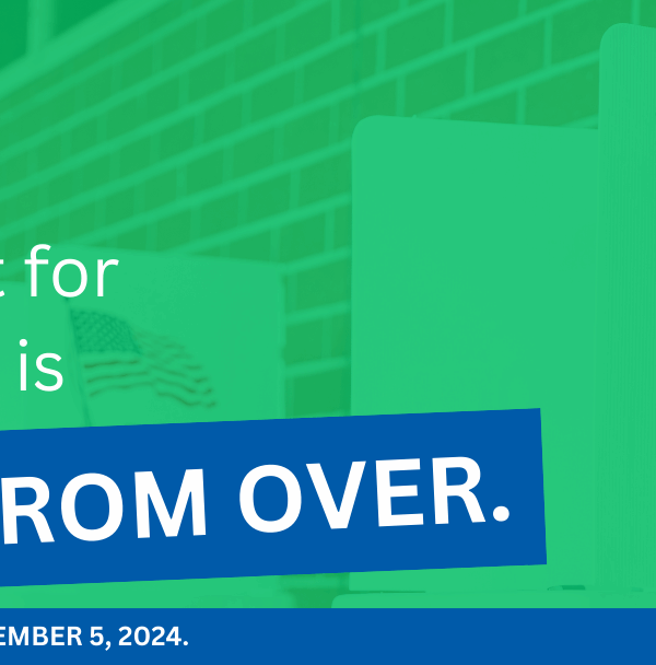 A graphic reading "The fight for freedom is far from over; election day is November 5, 2024. The ACLU does not endorse or oppose candidates, but we want voters to make an informed decision."