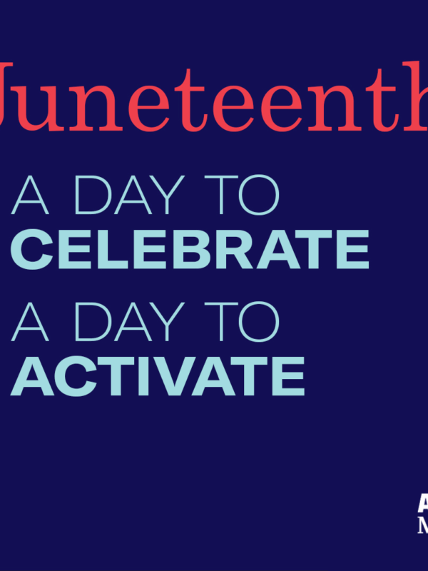 A graphic reading Juneteenth: a day to celebrate, a day to activate. The ACLU of Montana logo is in the lower right corner.
