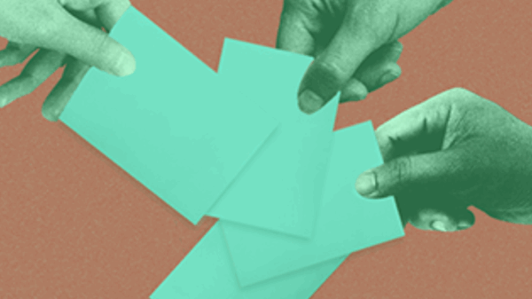 A graphic with different hands placing slips of paper into a ballot box; the ACLU of Montana logo is in the lower right corner