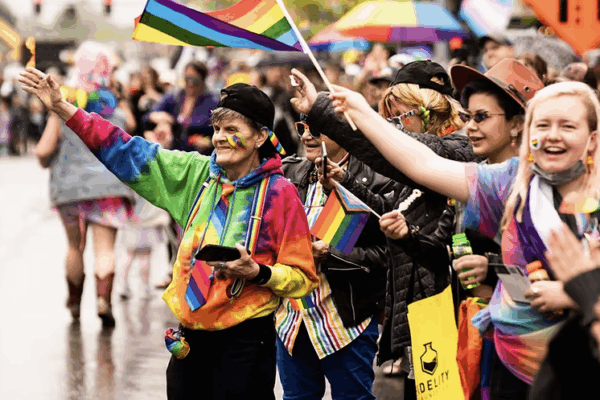 A group of people at a Pride Parade