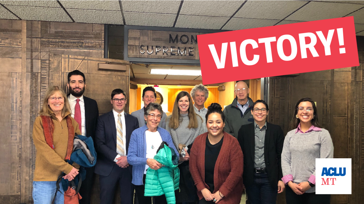 Image of ACLU team at MSC Jan 8 argument with Victory graphic